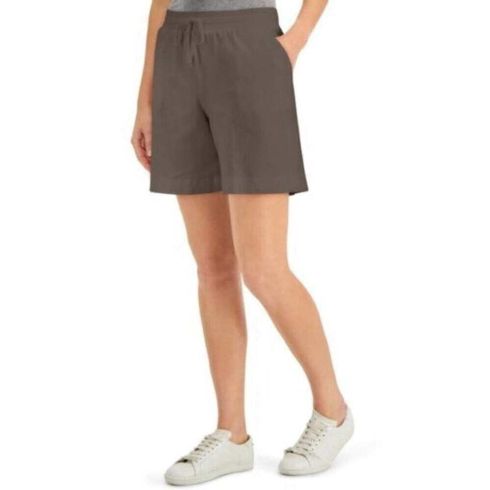 Karen Scott Pull-On Stretchy Elastic Waist Knit Casual Brown Shorts NWT